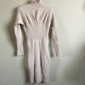 Source Unknown Cream Long Sleeve Knit Dress